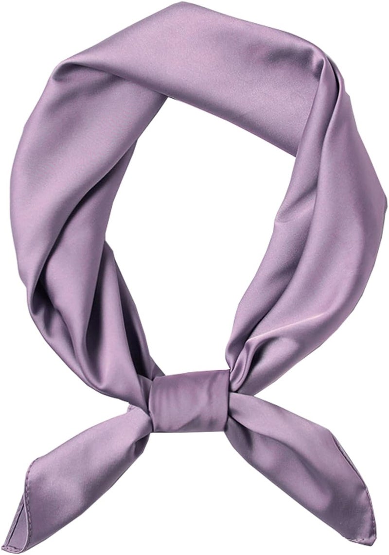 Chung Women's Square Satin Scarf 27.5" Bandanas Solid 50s Retro Neck Scarves Emulation Silk Handbag Hair Ribbons Necktie - Image 1